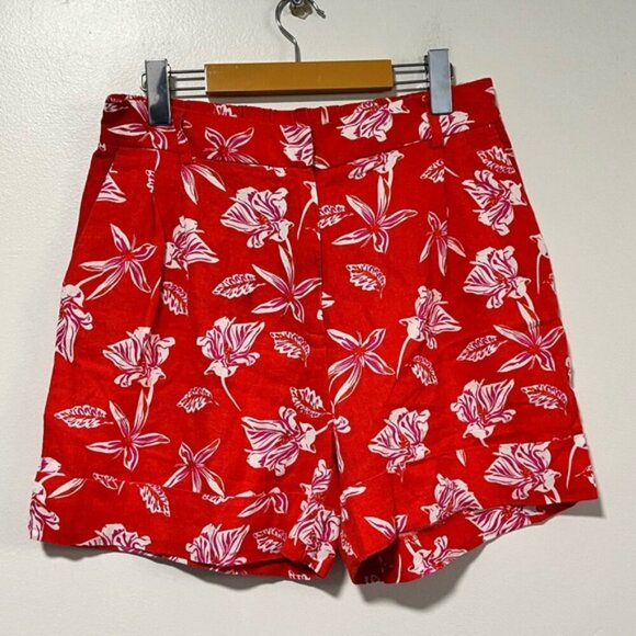 Joie Red Floral Linen Blend Shorts – Women’s Size 8 - Picture 2 of 10